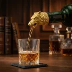 Bec verseur whisky doré tête de cerf, design original et aérateur.