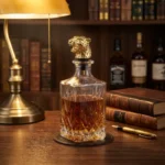Bec verseur whisky tête de cerf doré en alliage de zinc, design majestueux.