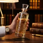 Carafe whisky luxe en verre sans plomb, dragon chinois sculpté et bouchon diamant.
