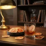 Tranches de pamplemousse séchées fumées au whisky pour cocktails, arômes authentiques.