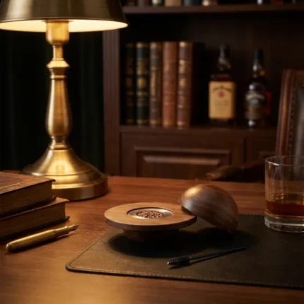 Fumoir whisky portable OVNI en bois naturel pour cocktails et spiritueux fumés.