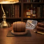 Kit Fumoir Whisky Portable en bois, glaçons acier, copeaux pour arômes authentiques.