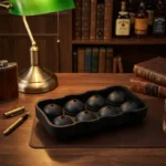 Moule à glaçons sphériques réutilisables en silicone noir 8 boules pour whisky.