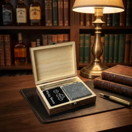 Coffret de pierres whisky en granit naturel pour une dégustation sans dilution.