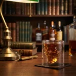 Verre whisky double crâne transparent, double paroi isolante, crâne flottant.