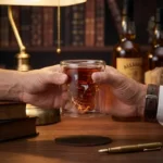 Verre whisky double crâne transparent, double paroi isolante, crâne flottant.